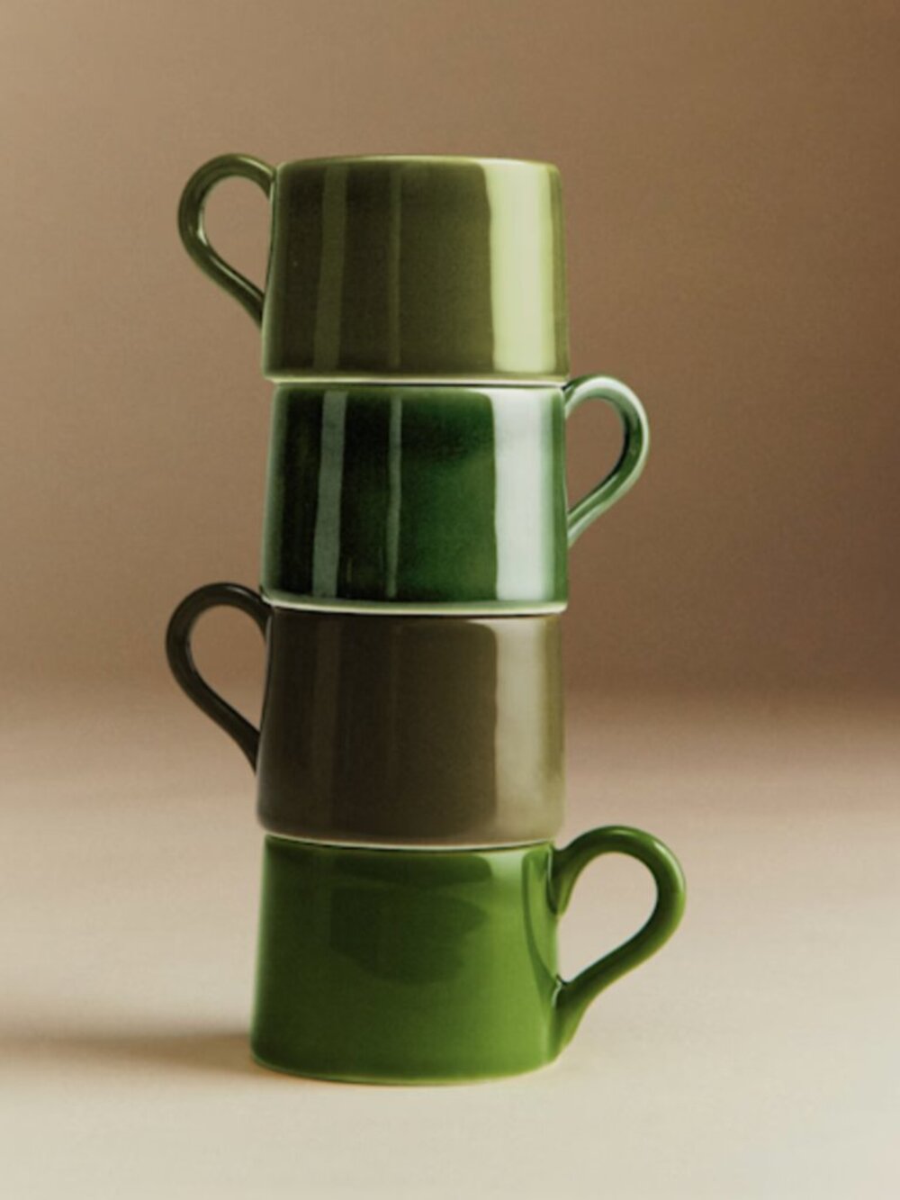 Sezane Set of 4 Espresso Cups Mugs Green